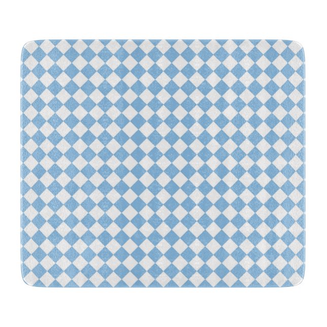 Planche À Découper Motif diamant de damier bleu et blanc (Devant)