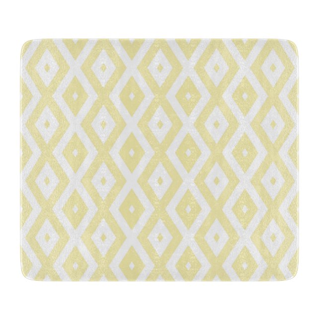 Planche À Découper Motif diamant jaune pâle et blanc (Devant)