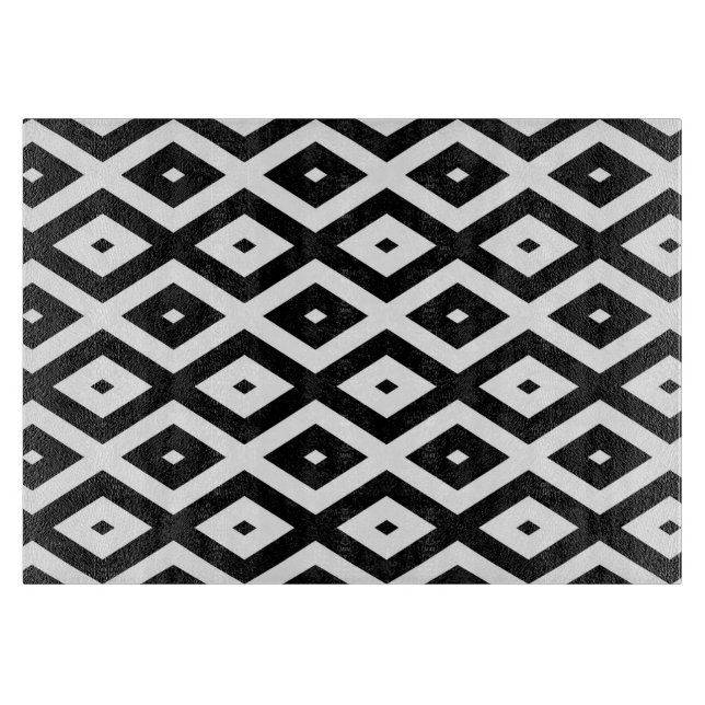 Planche À Découper Motif diamant noir et blanc (Devant)