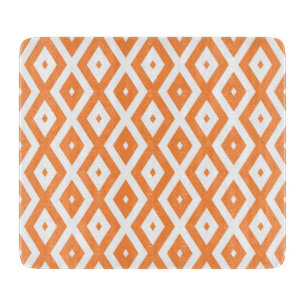 Planche À Découper Motif diamant orange et blanc