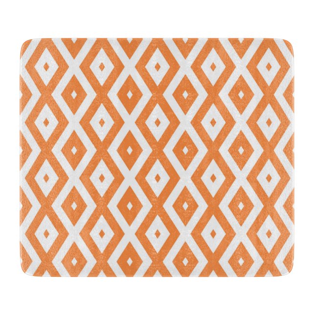 Planche À Découper Motif diamant orange et blanc (Devant)