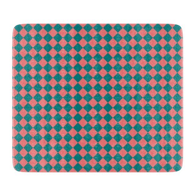 Planche À Découper Motif diamant rose Cyan Checker (Devant)