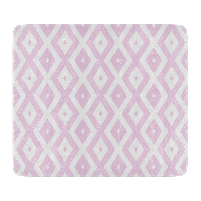 Planche À Découper Motif diamant rose pâle et blanc (Devant)