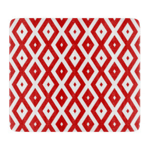 Planche À Découper Motif diamant rouge et blanc