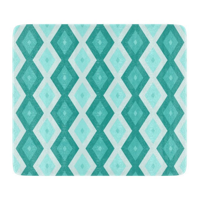 Planche À Découper Motif diamant turquoise (Devant)