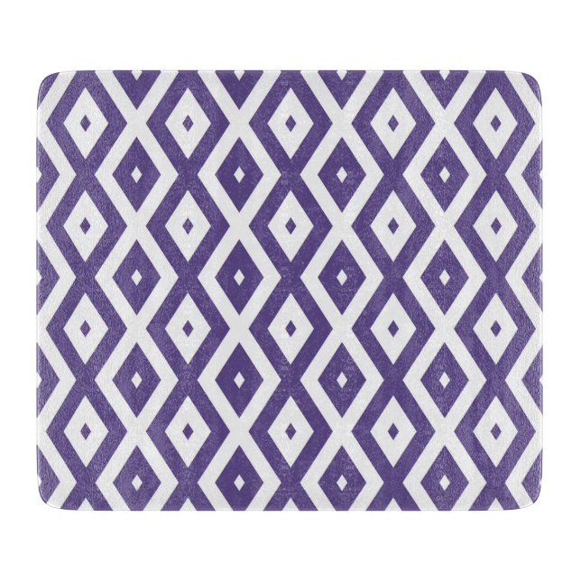 Planche À Découper Motif diamant ultra violet et blanc (Devant)