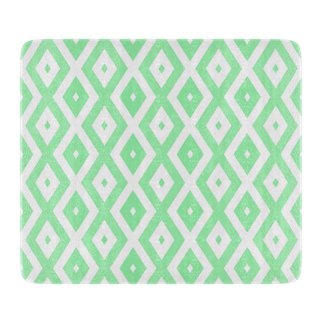 Planche À Découper Motif diamant vert et blanc (Devant)
