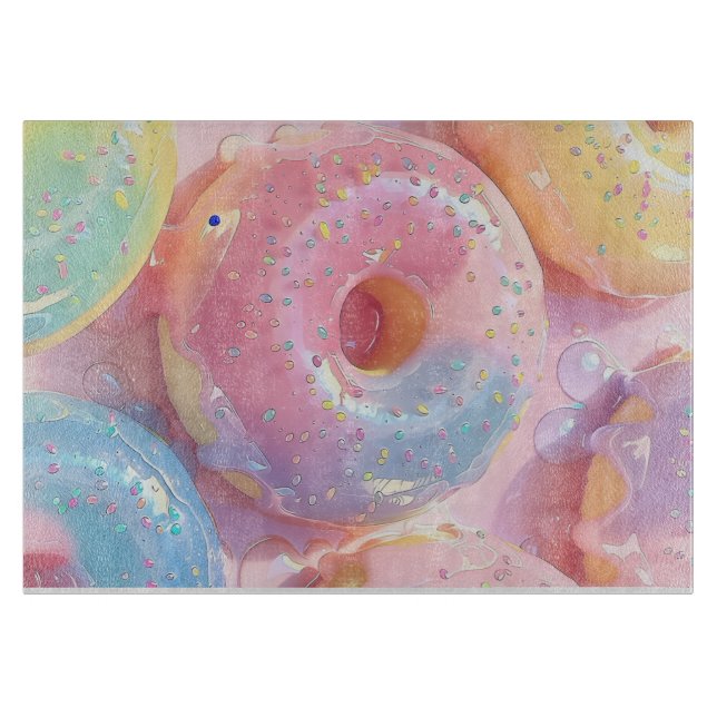 Planche à découper motif donuts glacés pastel mign (Devant)