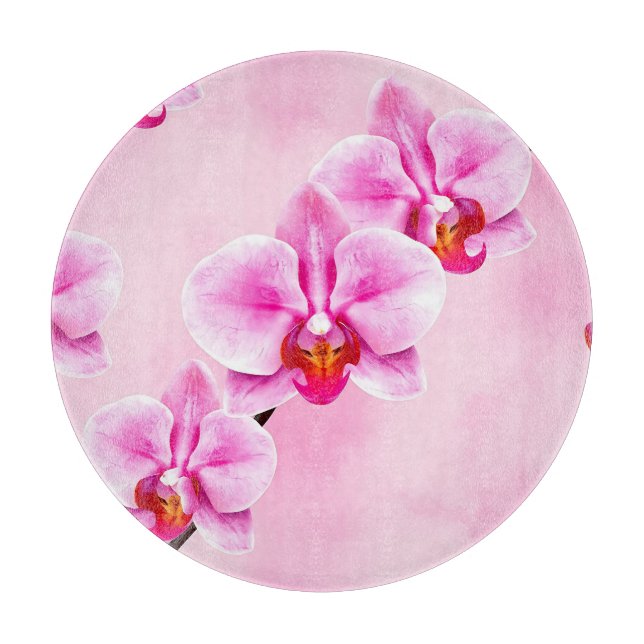 Planche À Découper Motif d'orchidée rose Fleurs tropicales Pastel dou (Devant)