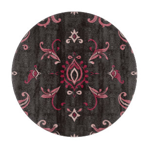 Planche À Découper Motif d'ornement floral en damas de Bourgogne