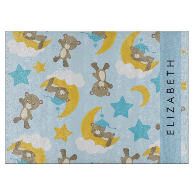 Planche À Découper Motif D'Ours, Nounours, Étoiles, Votre Nom (Devant)