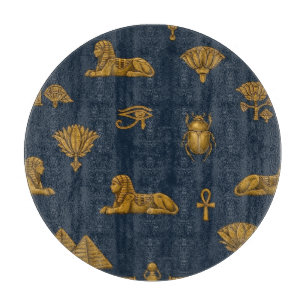 Planche À Découper Motif Égyptien Minimaliste Navy & Or Antique