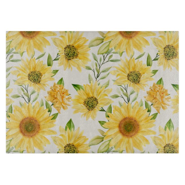 Planche À Découper Motif élégant de tournesols jaunes (Devant)