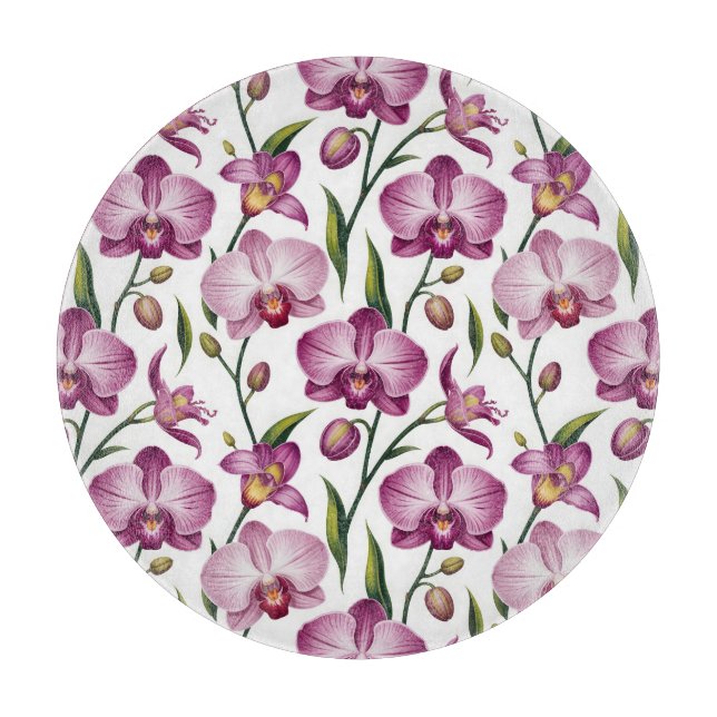 Planche À Découper Motif élégant et sans couture d'orchidée violette  (Devant)