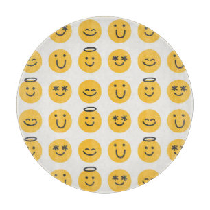 Planche À Découper Motif Emoji Joyeux tiré à la main