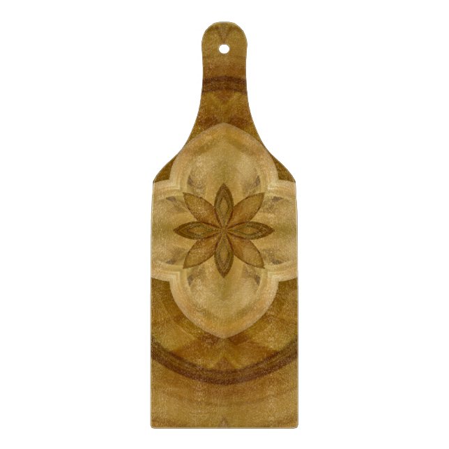 Planche À Découper motif en bois de cercle abstrait de fleur (Devant)