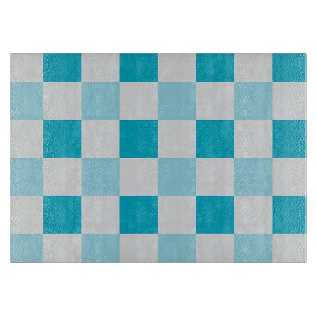 Planche À Découper Motif en damier blanc et bleu (Devant)
