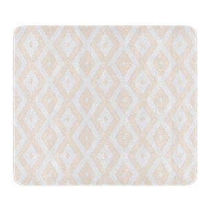 Planche À Découper Motif en diamant beige et blanc