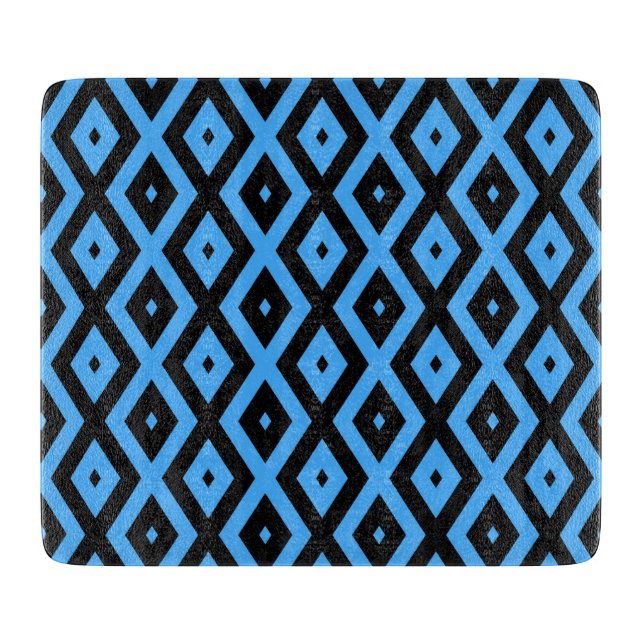 Planche À Découper Motif en diamant bleu ciel et noir (Devant)