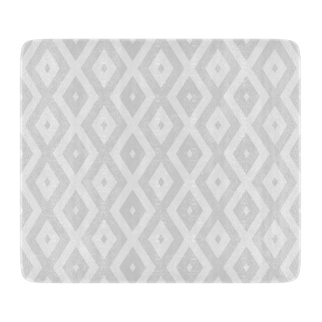 Planche À Découper Motif en diamant gris clair et blanc (Devant)