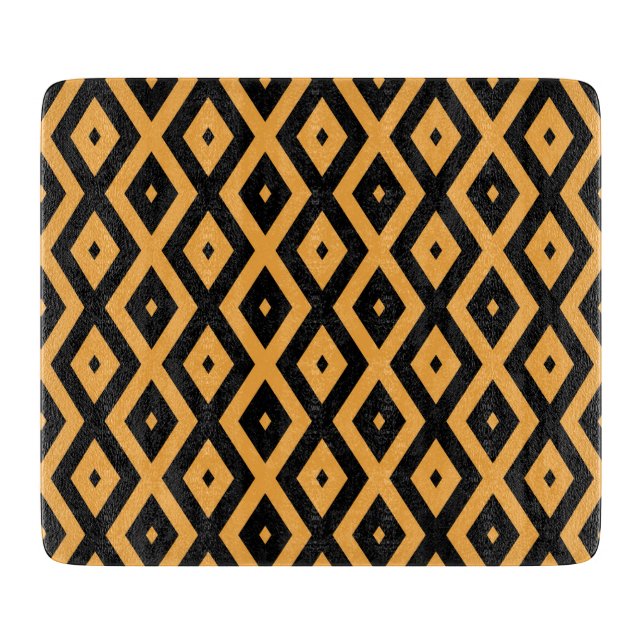 Planche À Découper Motif en diamant jaune et noir (Devant)