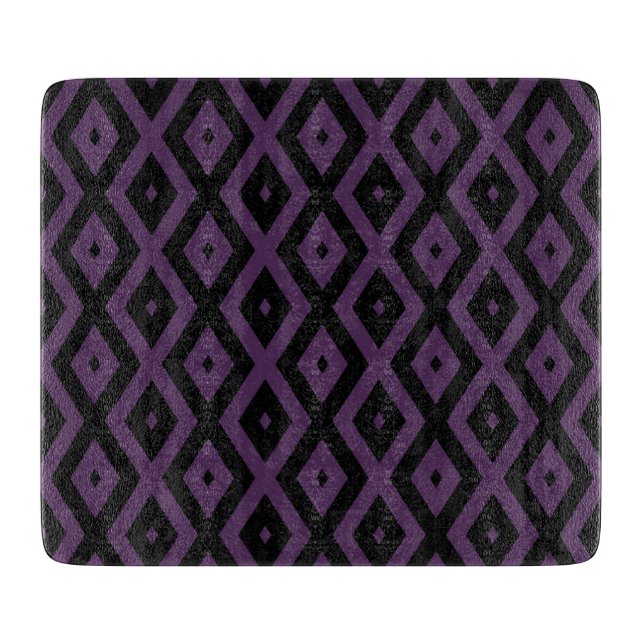 Planche À Découper Motif en diamant noir et violet foncé (Devant)
