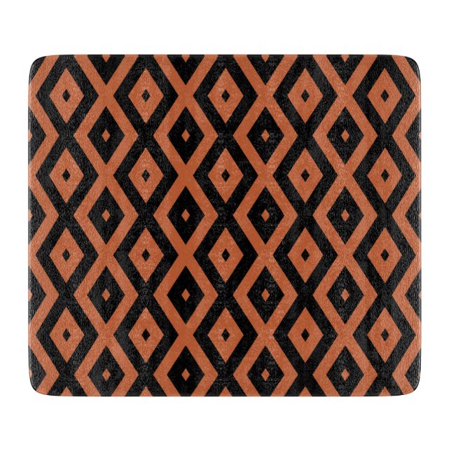 Planche À Découper Motif en diamant orange et noir (Devant)