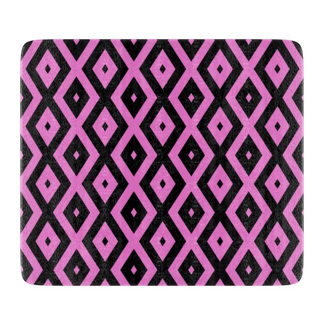 Planche À Découper Motif en diamant rose et noir (Devant)
