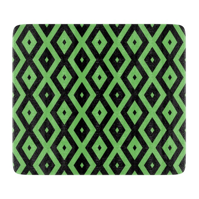 Planche À Découper Motif en diamant vert citron et noir (Devant)