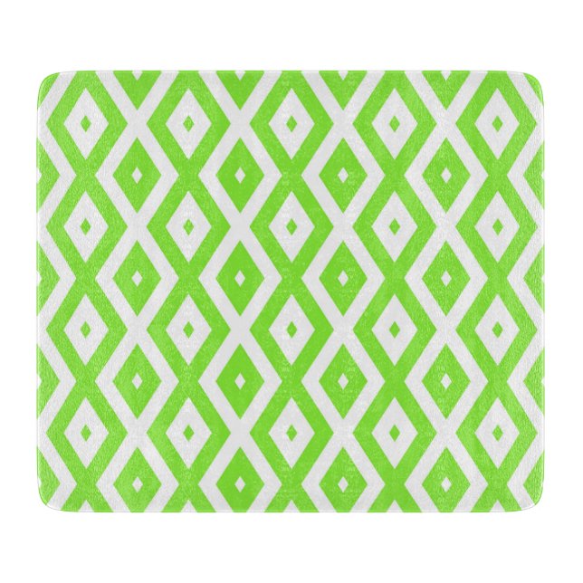 Planche À Découper Motif en diamant vert et blanc (Devant)
