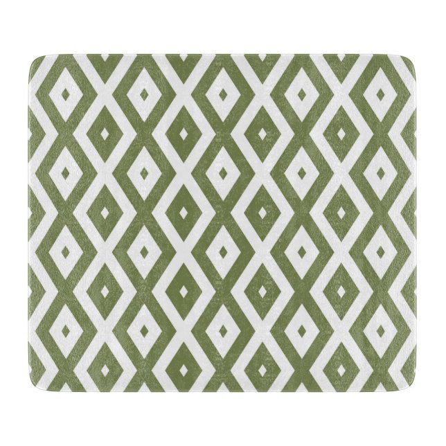 Planche À Découper Motif en diamant vert et blanc (Devant)