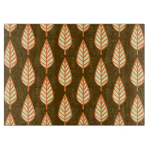 Planche À Découper Motif en feuille de hêtre - orange et brun