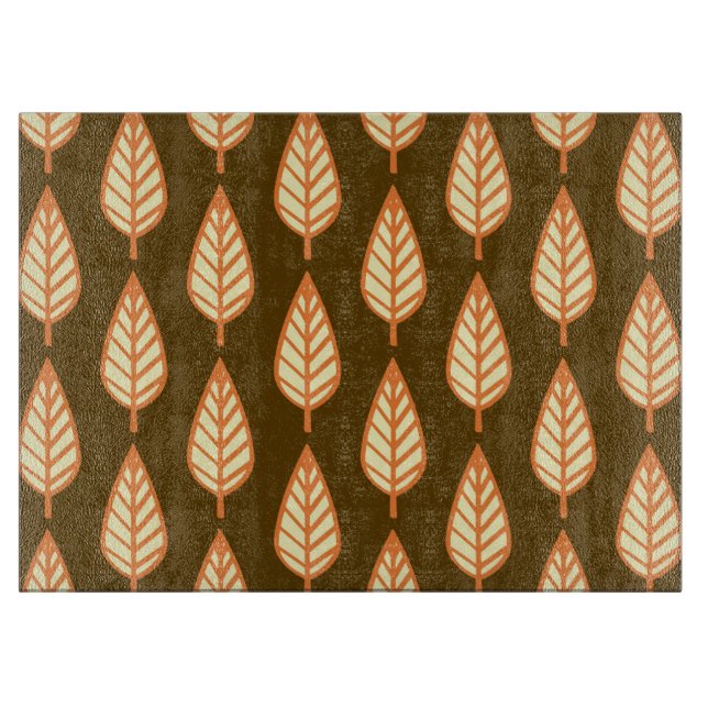 Planche À Découper Motif en feuille de hêtre - orange et brun (Devant)