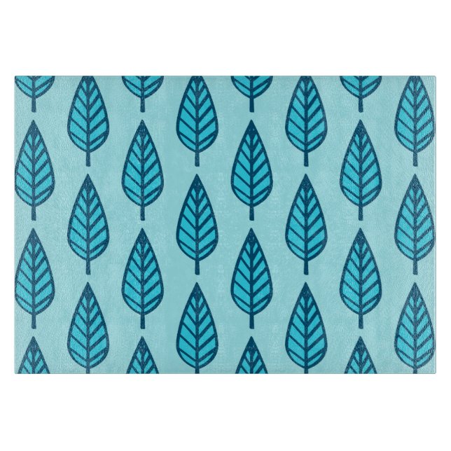 Planche À Découper Motif en feuille de hêtre - Tons bleu ciel (Devant)