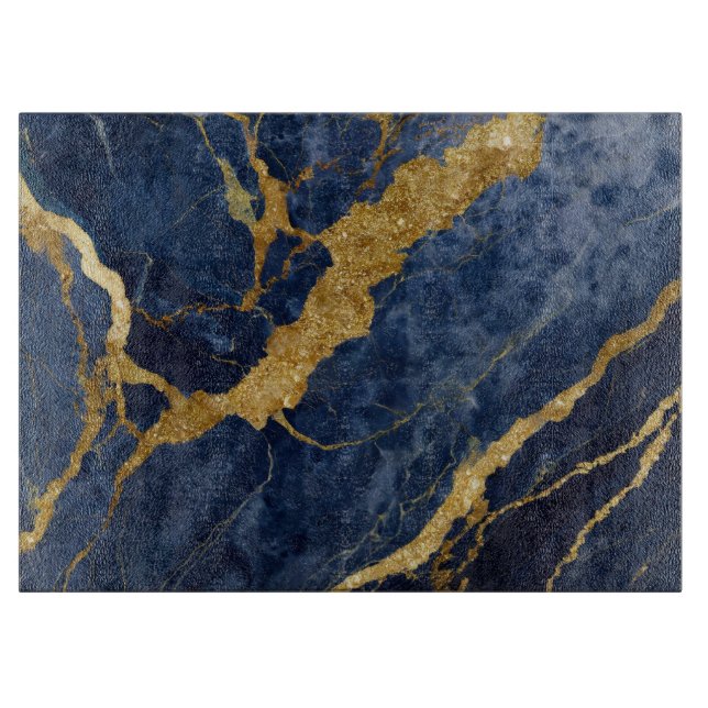 Planche À Découper Motif en marbre bleu avec or (Devant)