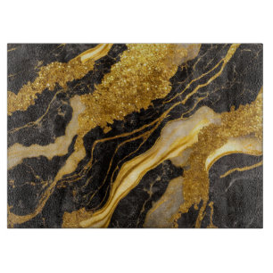 Planche À Découper Motif en marbre noir avec or