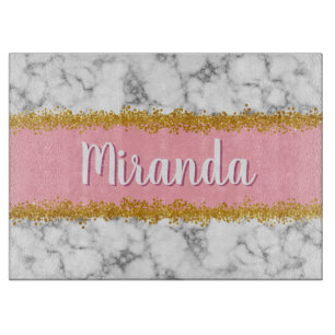 Planche À Découper Motif en marbre sur rose avec Parties scintillant 