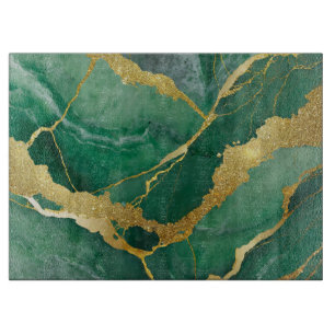 Planche À Découper Motif en marbre vert avec or