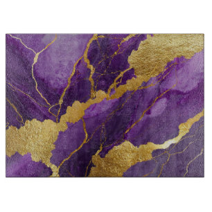 Planche À Découper Motif en marbre violet avec or