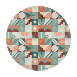 Planche À Découper Motif en mosaïque abstrait et géométrique.