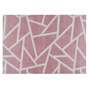 Planche À Découper Motif en mosaïque corail et blanc