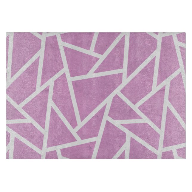 Planche À Découper Motif en mosaïque rose et blanc (Devant)