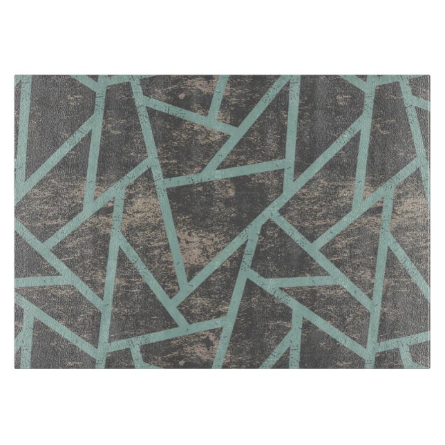 Planche À Découper Motif en mosaïque vert pâle et gris (Devant)