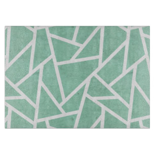 Planche À Découper Motif en mosaïque verte et blanche