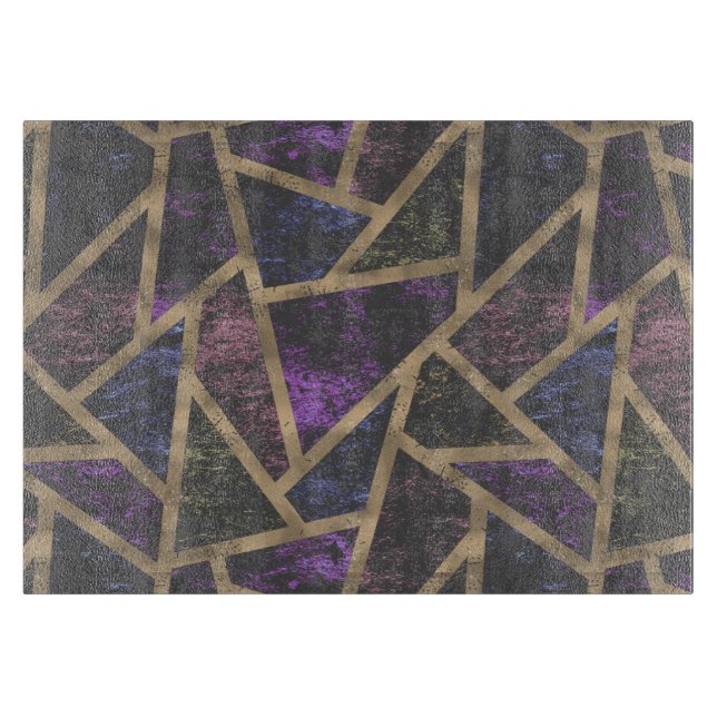 Planche À Découper Motif en mosaïque violet et or (Devant)