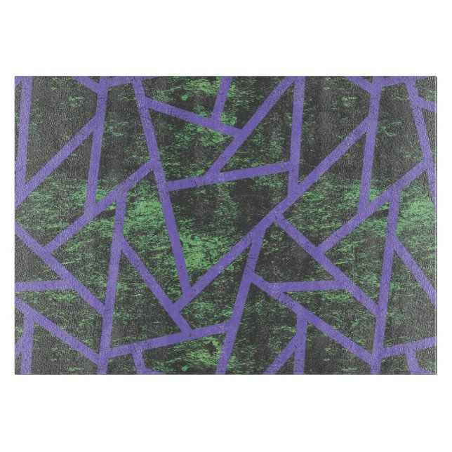 Planche À Découper Motif en mosaïque violet et verte (Devant)
