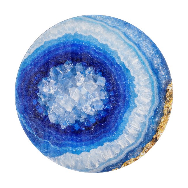 Planche À Découper Motif en résine de géode or bleu (Devant)