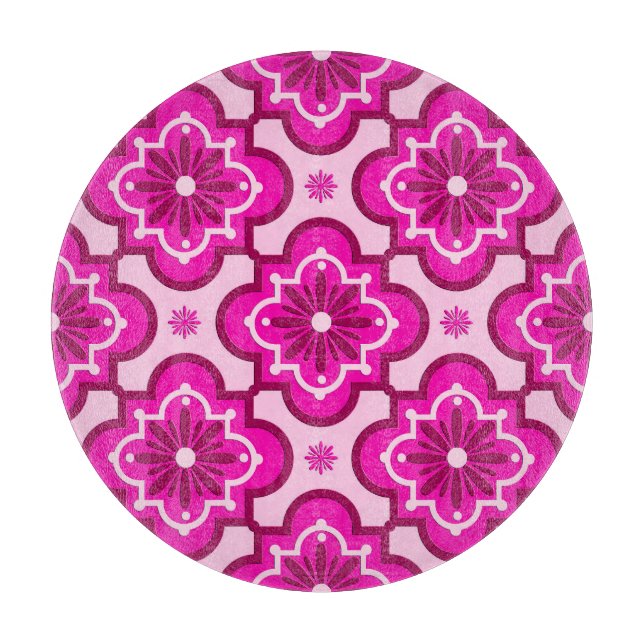 Planche À Découper Motif en tuiles marocaines - Fuchsia Pink (Devant)