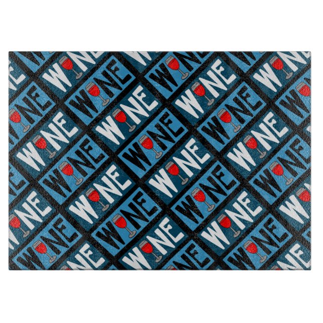 Planche À Découper Motif en verre de vin rouge (Devant)