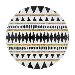 Planche À Découper Motif ethnique Black Gold Parties scintillant